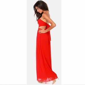 LuLu’s | Holiday Party Red Strapless Maxi Dress -